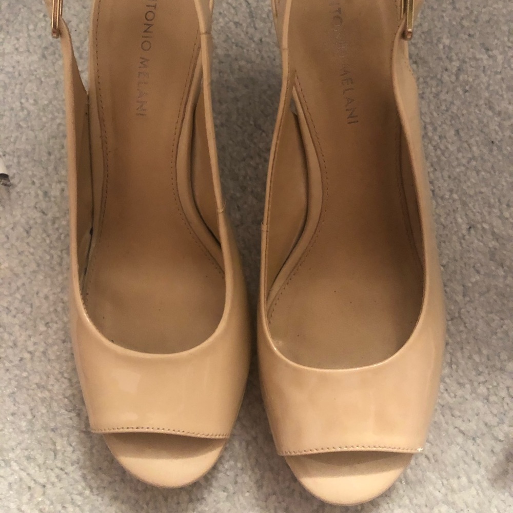 Nude sling back heels